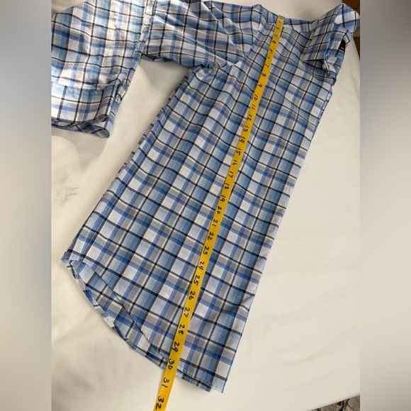 HART SCHAFNER MARX Blue and white plaid long sleeve button down shirt size L - Picture 12 of 12